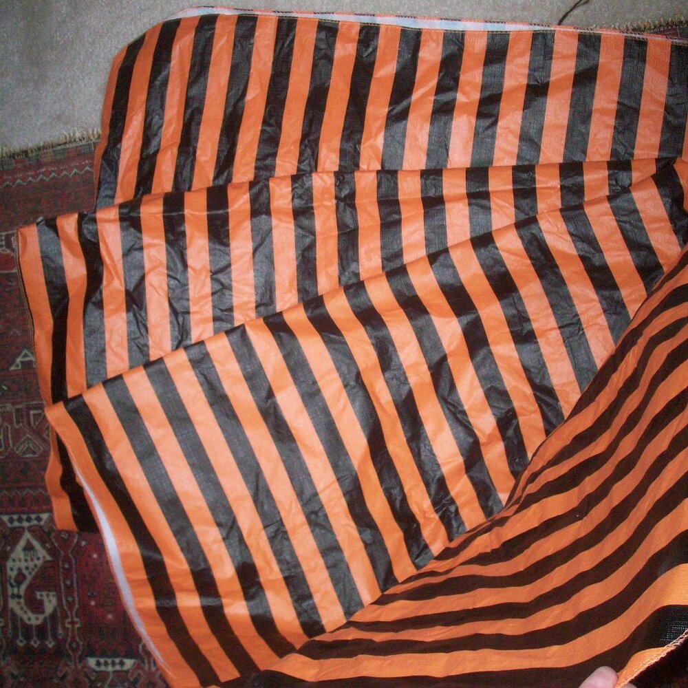 Oblong Flannel-back Halloween Striped Orange Black Wipeable Tablecloth 60x81 in